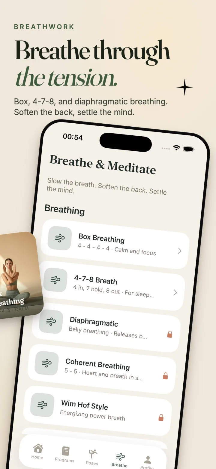 Yoga for Back Pain breathing list