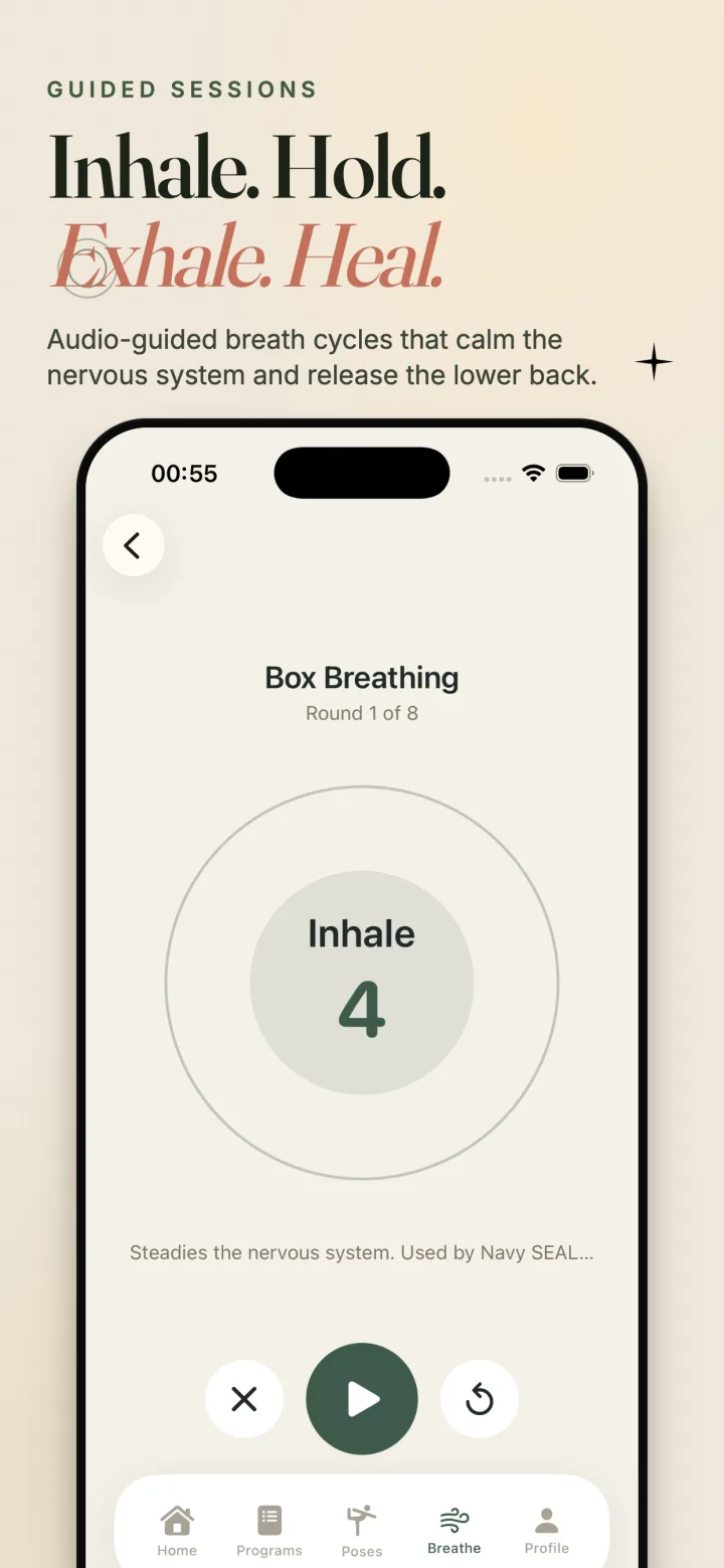 Yoga for Back Pain guided box breathing session